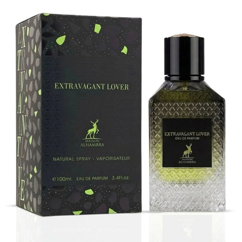 Maison Alhambra Extravagant Lover Eau de Parfum spray 100ml with elegant bottle, showcasing luxurious packaging and design.