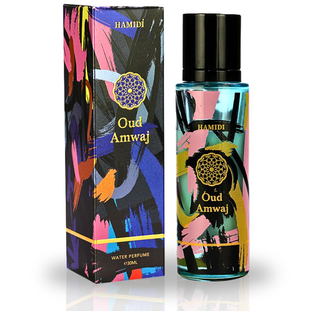 OUD AMWAJ Water Perfume Spray 30ML (1.01 OZ) By Hamidi | Elevate Your Senses With This Woody Fragrance. - Intense Oud