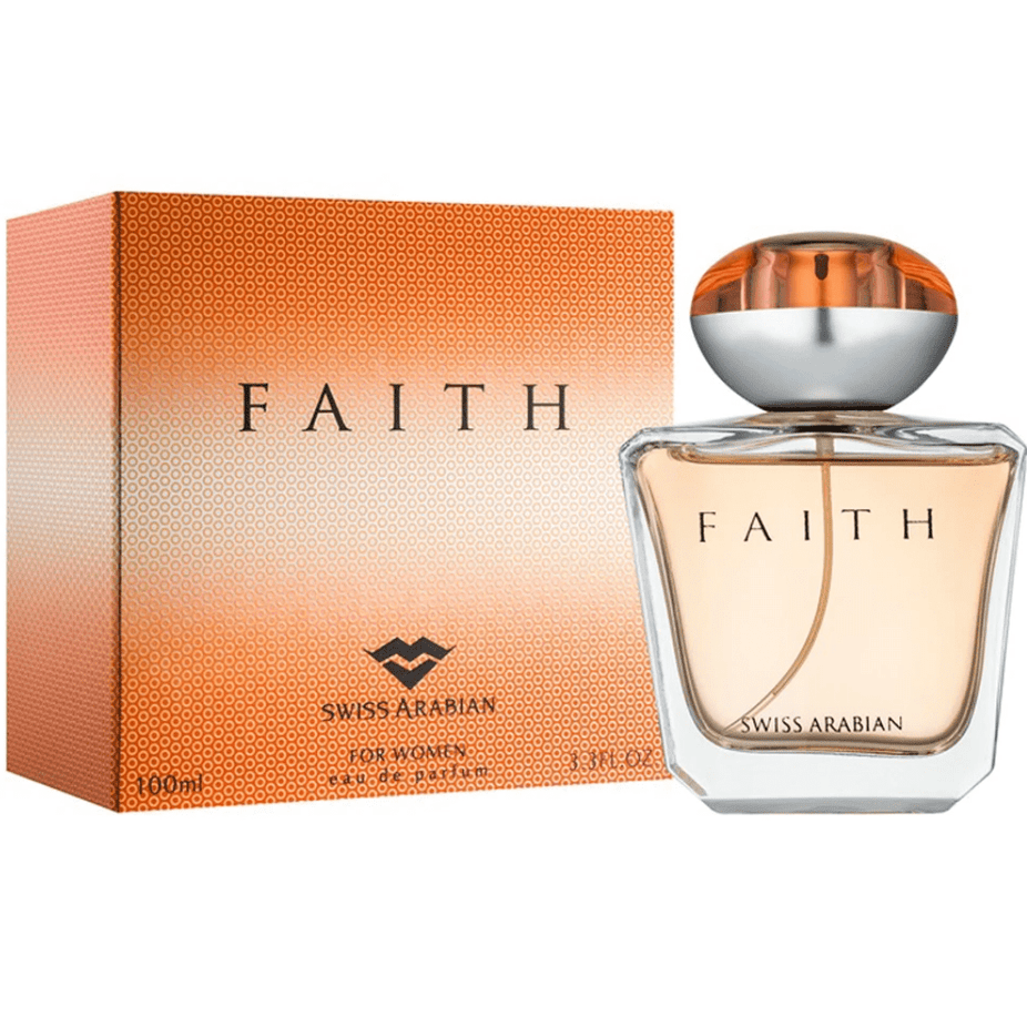 Swiss Arabian Faith for Women EDP 100ml bottle with elegant packaging and floral design.