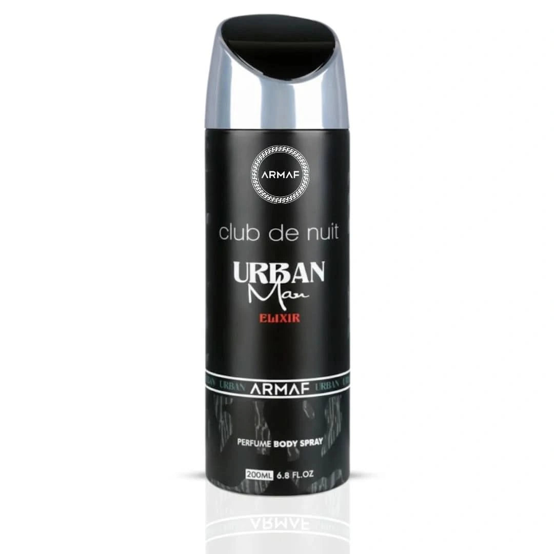 Armaf Club De Nuit Urban Elixir deodorant spray 200ml with sleek design, ideal for freshening up throughout the day.
