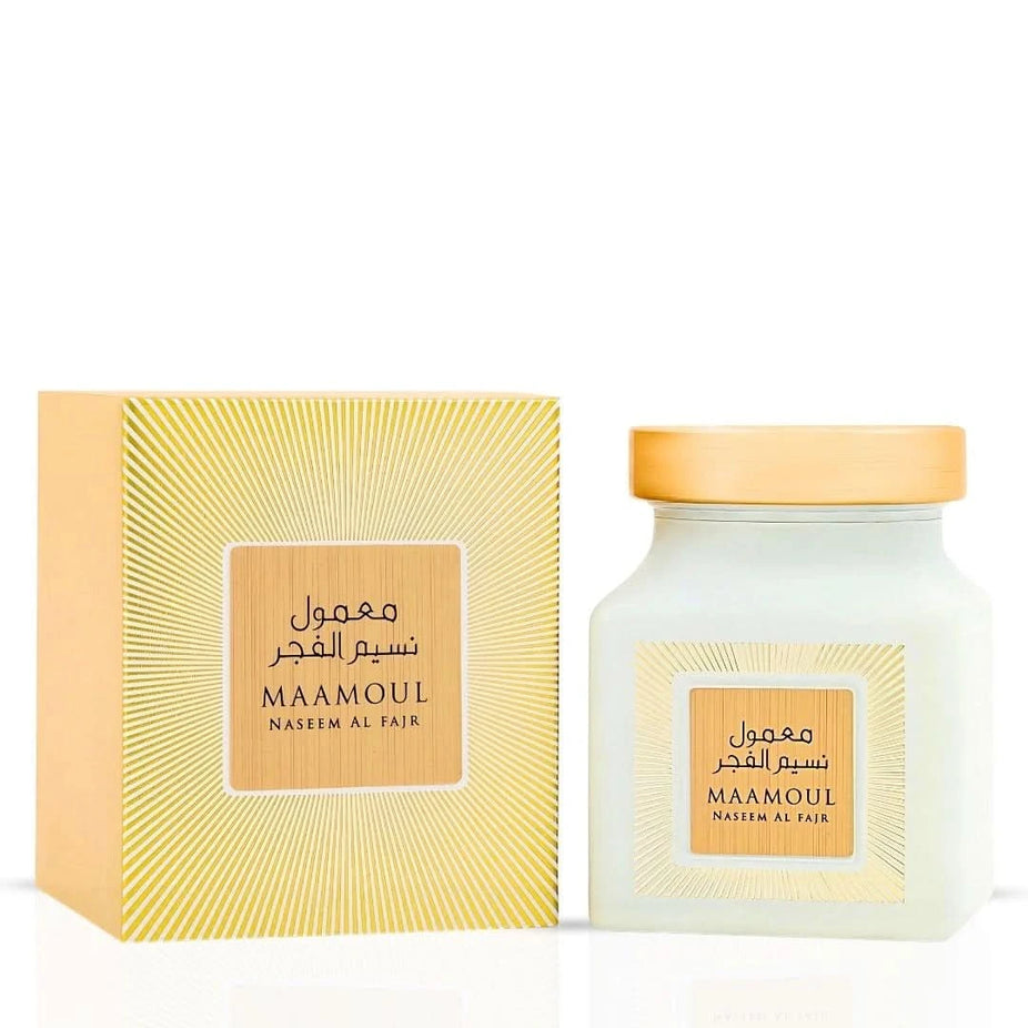 Rasasi Maamoul Naseem Al Fajr Bakhoor 150g, fragrant traditional Arabian incense in a decorative container