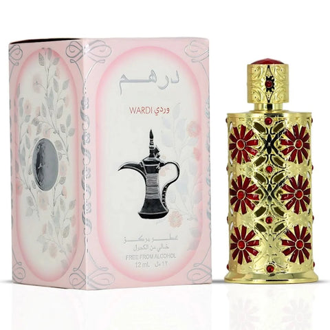 Dirham Wardi CPO by Ard Al Zaafaran, 12ml concentrated perfume oil in a glass bottle with floral and warm scent notes.