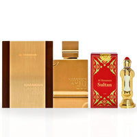 Amber Oud Gold Edition EDP Spray 100ML (3.4 OZ) & Sultan Perfume Oil 12ML (0.4 OZ) By Al Haramain. (BUNDLE)