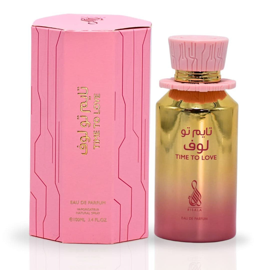 RISALA Time To Love EDP perfume spray 100ML with floral elegant bottle, showcasing the luxurious fragrance design.