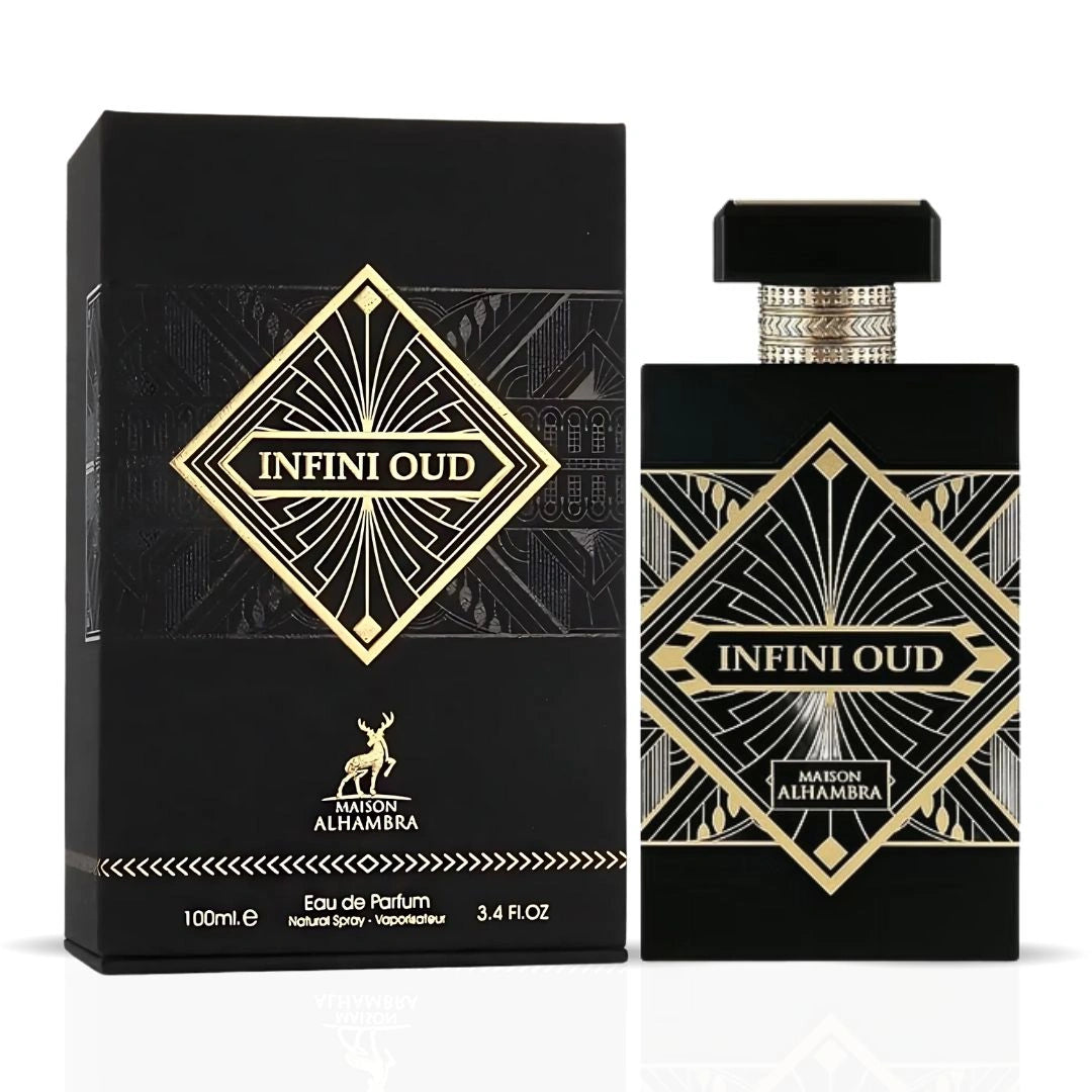 Infini Oud Eau de Parfum Spray 100ml (3.4 oz) by Maison Alhambra | The Alchemy of Power & Refinement - Intense Oud