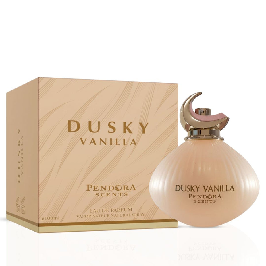 Dusky Vanilla Eau de Parfum spray by Paris Corner, 100ml, featuring a sleek bottle with warm vanilla fragrance and elegant design.