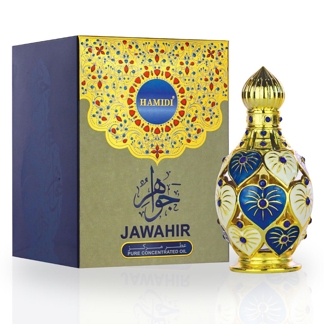 JAWAHIR Perfume Oil 12ML (0.4 OZ) By Hamidi | Long Lasting Fruity, Floral, Spicy & Immensly Enchanting Fragrance. - Intense Oud