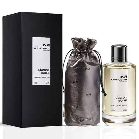 Mancera Cedrat Boise Eau de Parfum spray bottle, 120ml, with sleek design and label visible on the perfume container.