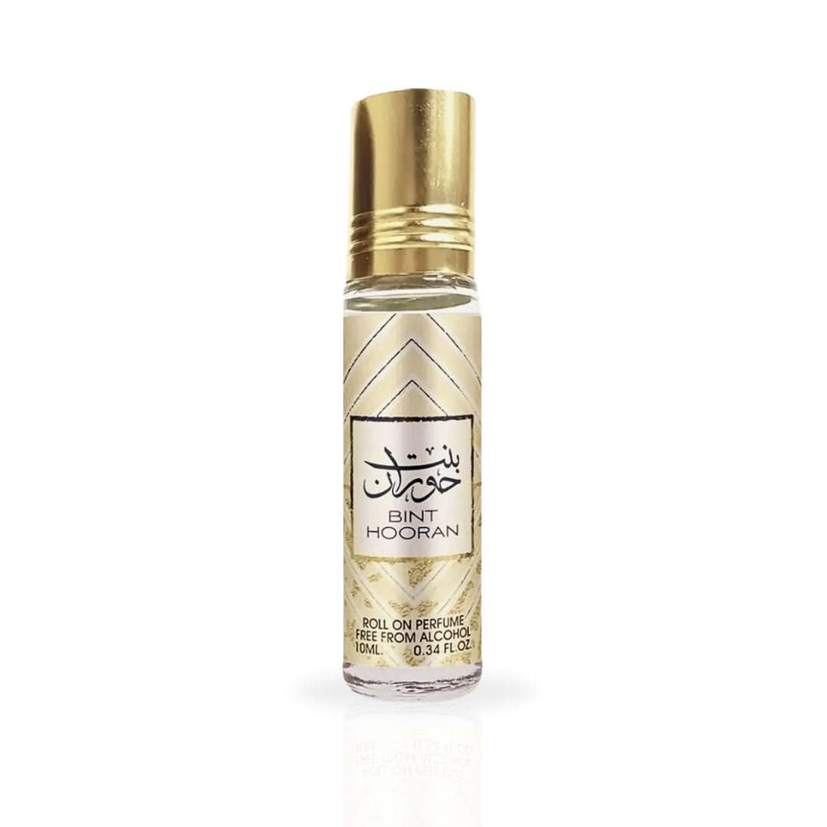 Bint Hooran concentrated perfume oil CPO by Ard Al Zaafaran in a 10ml glass bottle with a silver cap.