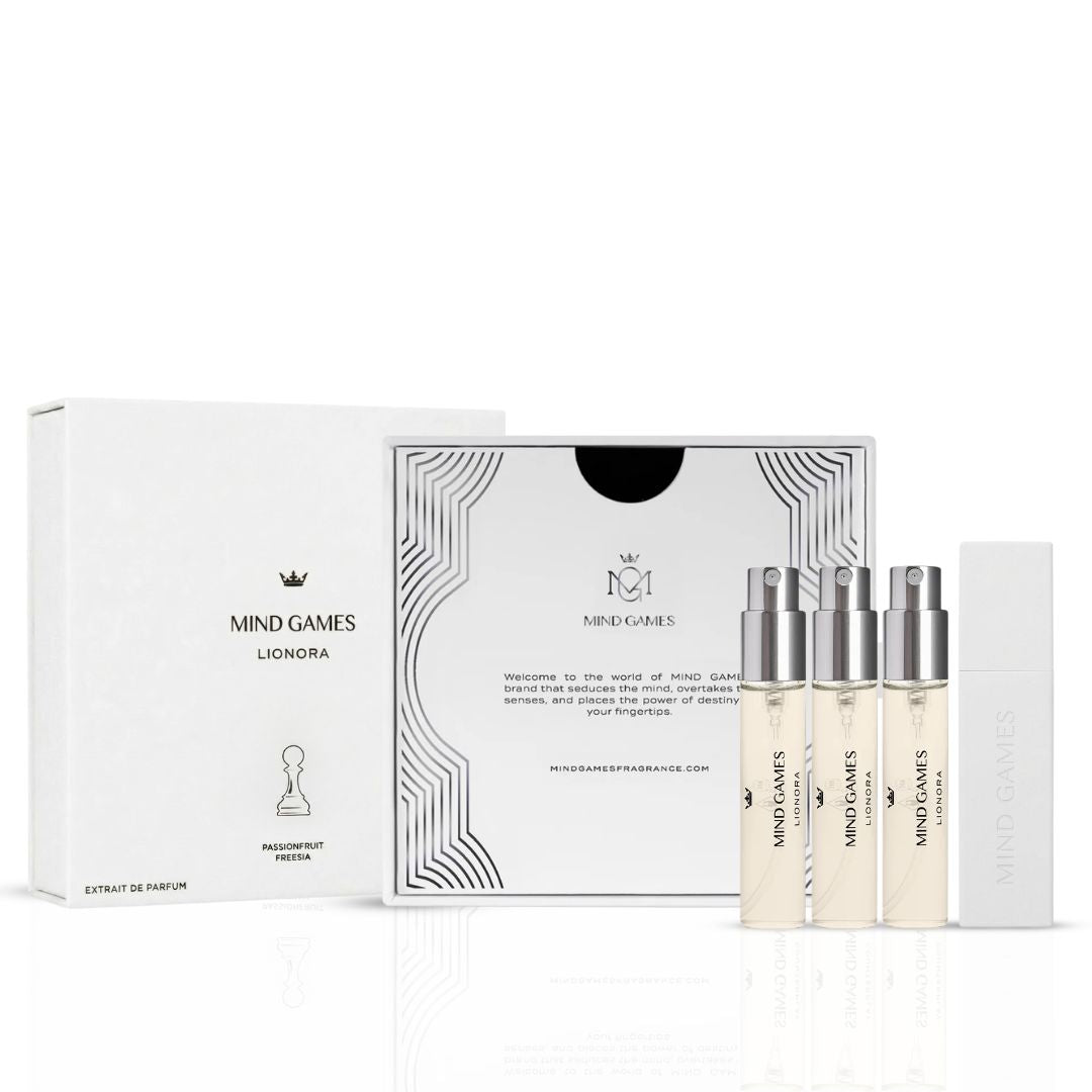 Lionora Travel Trio collection by Mind Games includes three 7.5ml bottles of colorful, vibrant liquids with colorful caps.