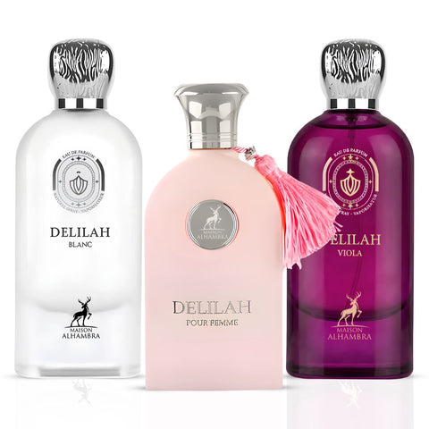 Delilah - Pour Femme, Blanc & Viola Eau de Parfum Sprays 100ml (3.4 oz) by Maison Alhambra (Bundle)