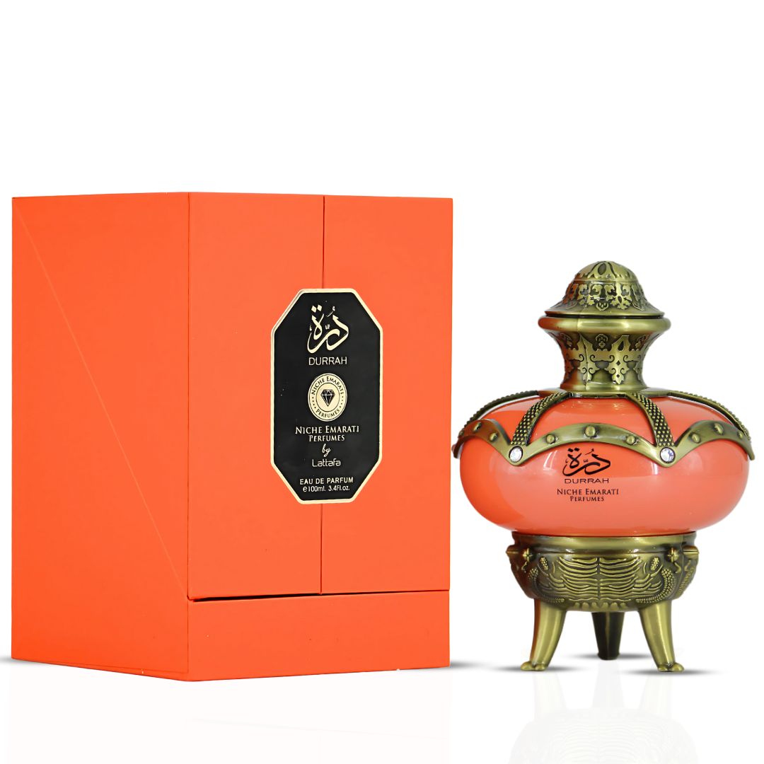 Niche Emarati Durrah & Taraf Eau De Parfum Spray 100ml (3.4 oz) by Lattafa | Luminous & Luscious – A Fragrant Embrace in Two Acts (Bundle) - Intense Oud