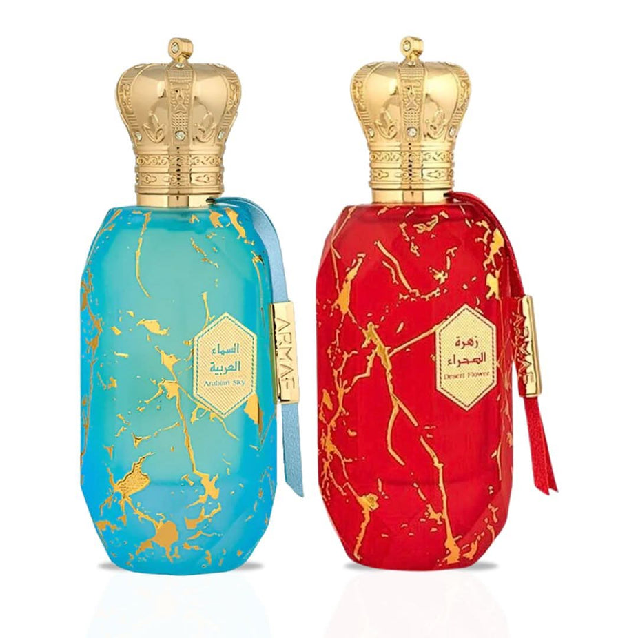 Armaf Eter Arabian Sky & Desert Flower Eau de Parfum bundle with two 100ml spray bottles featuring floral and sky-inspired scents