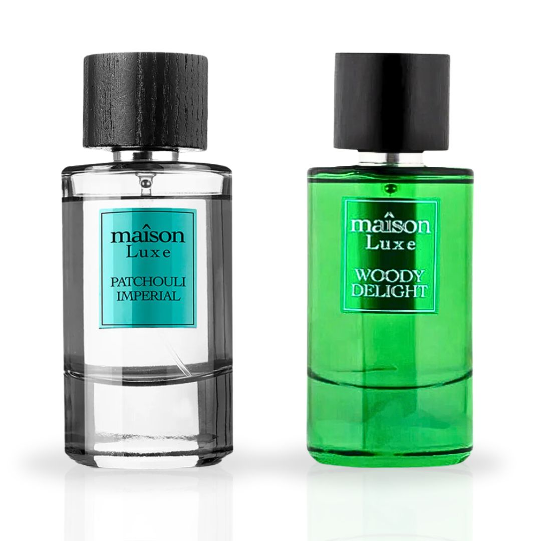Maison Luxe Patchouli Imperial & Maison Luxe Woody Delight - EDP Sprays 110ML (3.8 OZ) by Hamidi | Long Lasting Fragrances. (MYSTIC BUNDLE) - Intense Oud