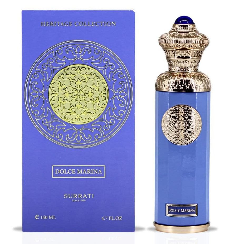 Dolce Marina Eau de Parfum Spray by Surrati, 140ml bottle with elegant packaging and floral scent, front view.