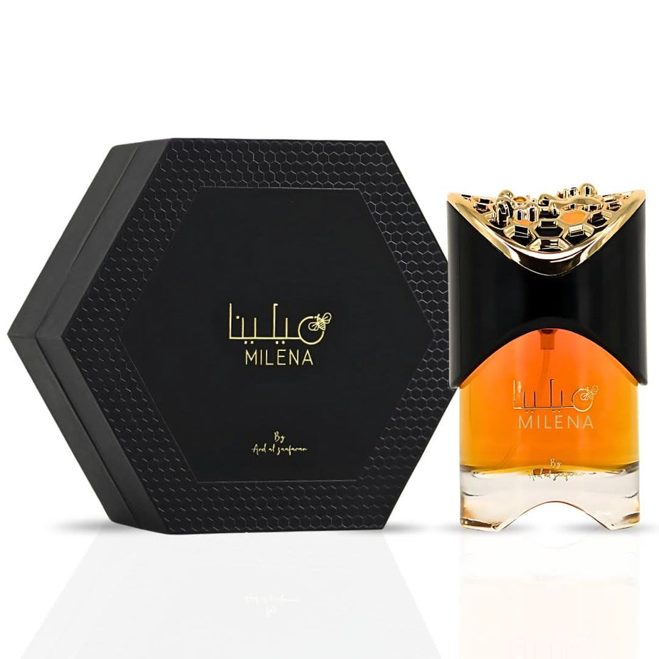 Milena Eau de Parfum spray by Ard Al Zaafaran, 100ml bottle with elegant packaging, showcasing a luxurious fragrance experience.