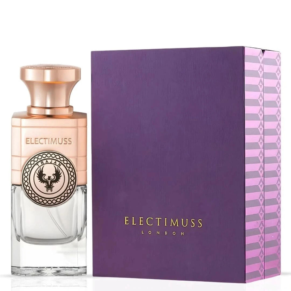 Electimuss London Trajan Parfum Spray 100ml EDP bottle with elegant packaging and silver cap.
