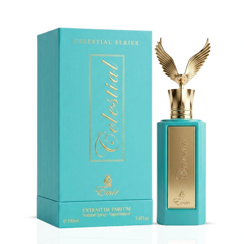 Celestial Emir Eau de Parfum spray by Paris Corner, 100ml, featuring elegant perfume bottle with intricate design.