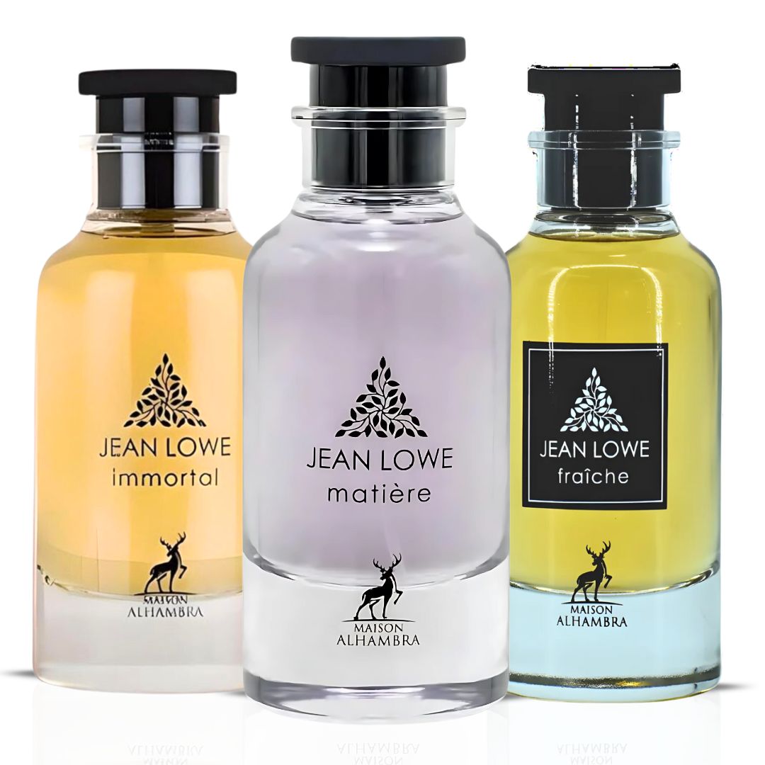 Jean Lowe Immortal, Matiere & Fraiche Eau De Parfum Sprays 100ML (3.4 OZ) by Maison Alhambra | Long Lasting, Luxurious, Fresh, Floral, Citrusy Scents. (Bundle) - Intense Oud