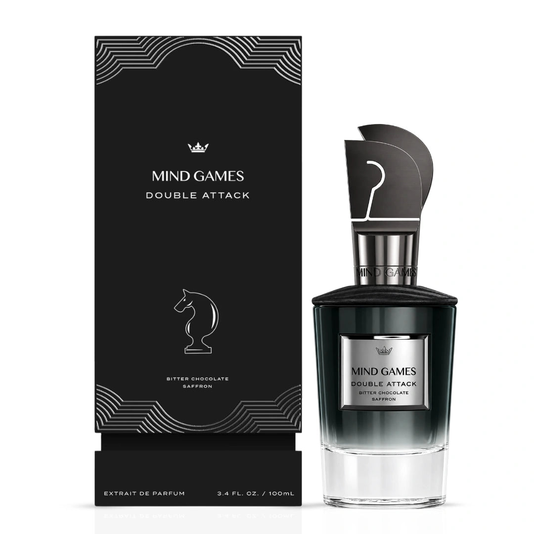 Mind Games Double Attack Extrait de Parfum 100ml bottle, elegant EDP container with sleek design and branding.
