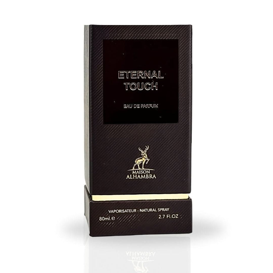 Eternal Touch Eau de Parfum spray by Maison Alhambra in 80ml bottle, elegant perfume with floral and woody notes.