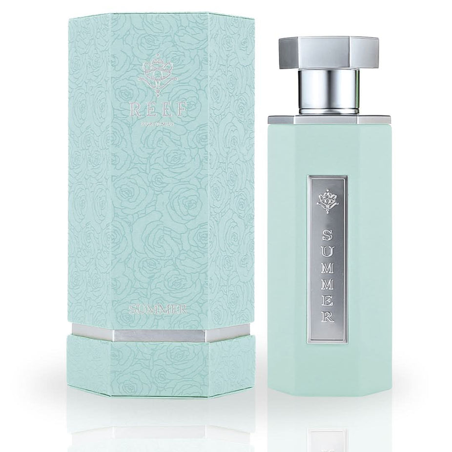 Summer Tiffany Eau de Parfum by Reef Perfumes, 100ML bottle, showcasing elegant packaging and luxurious fragrance design.