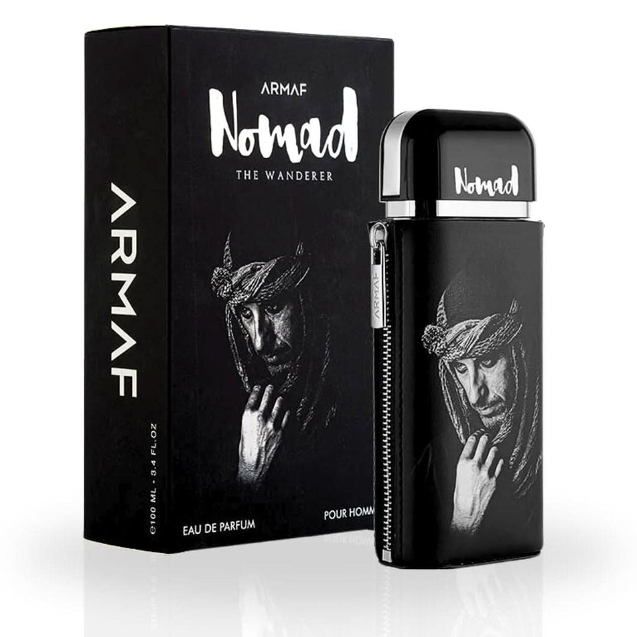 Armaf Nomad The Wanderer Pour Homme Eau de Parfum 100ML bottle with sleek design, representing a luxurious masculine fragrance.