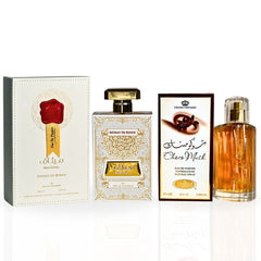 Choco Musk EDP Spray 50ML (1.7 OZ) By Al Rehab & Meethaq Extrait EDP Spray 100ML By Ard Al Zaafaran. (BUNDLE) - Intense Oud