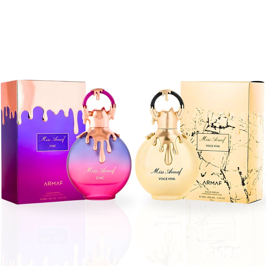 Miss Armaf Chic & Miss Armaf Voce Viva EDP Sprays 100ML (3.4 OZ) By Armaf | Long Lasting, Luxurious Scents. (ENCHANTED BUNDLE) - Intense Oud