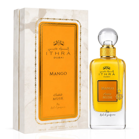Mango Musk Eau de Parfum spray by Ard Al Zaafaran, 100ml bottle with elegant packaging, showcasing the fragrance design.