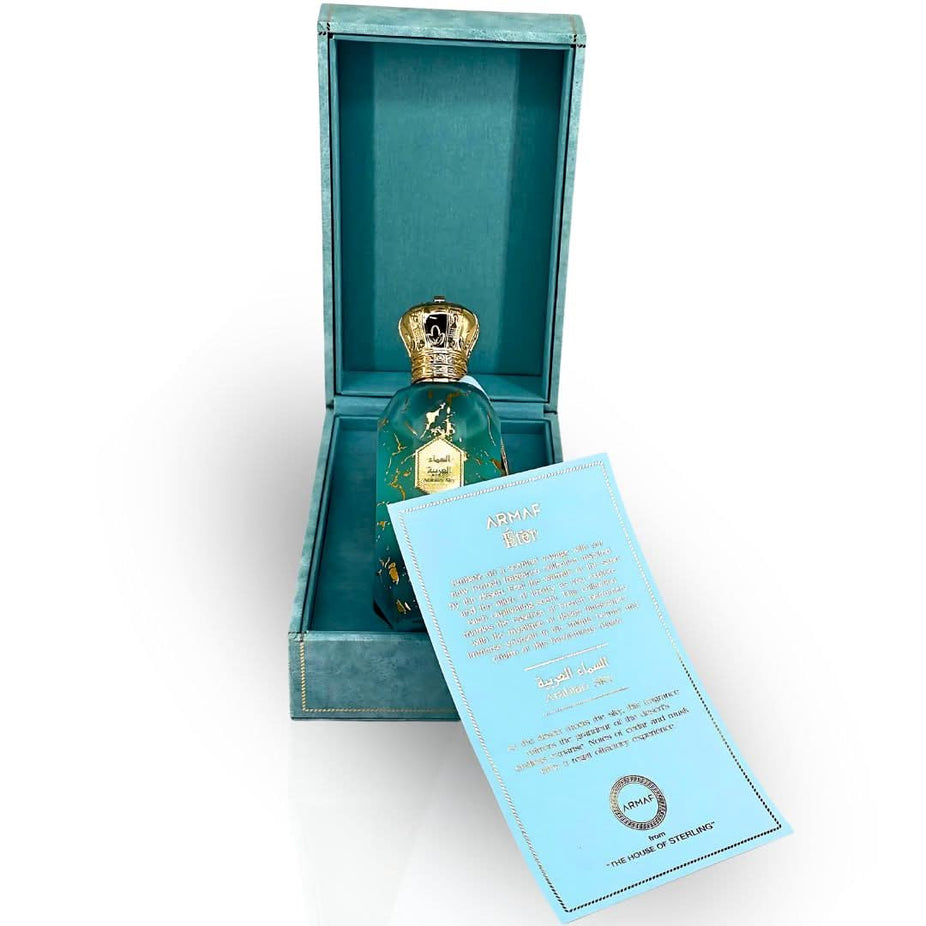 Eter Arabian Sky Eau de Parfum Spray by Armaf, 100ml, featuring a sleek bottle with a modern design and a dark blue cap.
