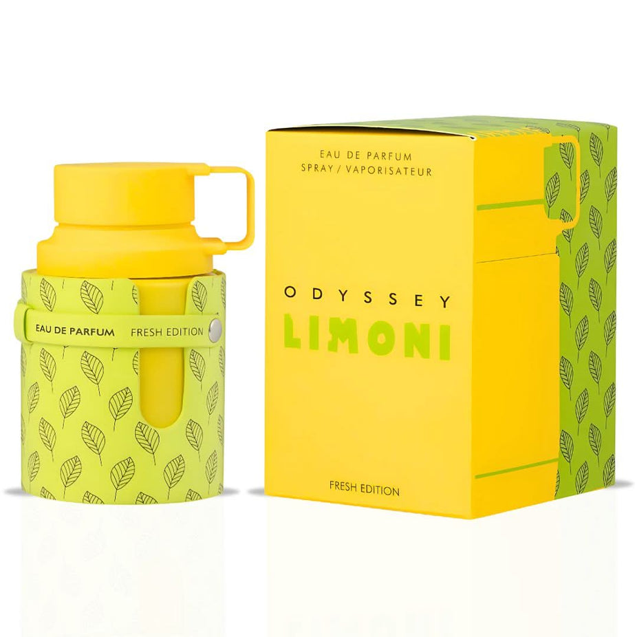 Odyssey Limoni Eau de Parfum spray by Armaf, 100ml bottle with a sleek design and minimalist label.