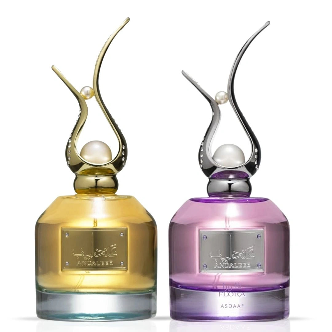Andaleeb & Andaleeb Flora Eau de Parfum Sprays 100ml by Asdaaf | A Duo of Timeless Floral Sophistication (Bundle) - Intense Oud