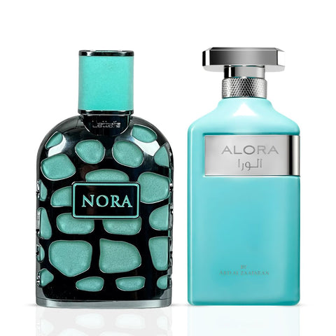 Nora by Lattafa & Alora by Ard Al Zaafaran Eau de Parfum Sprays 100ml (3.4 oz) (Bundle)