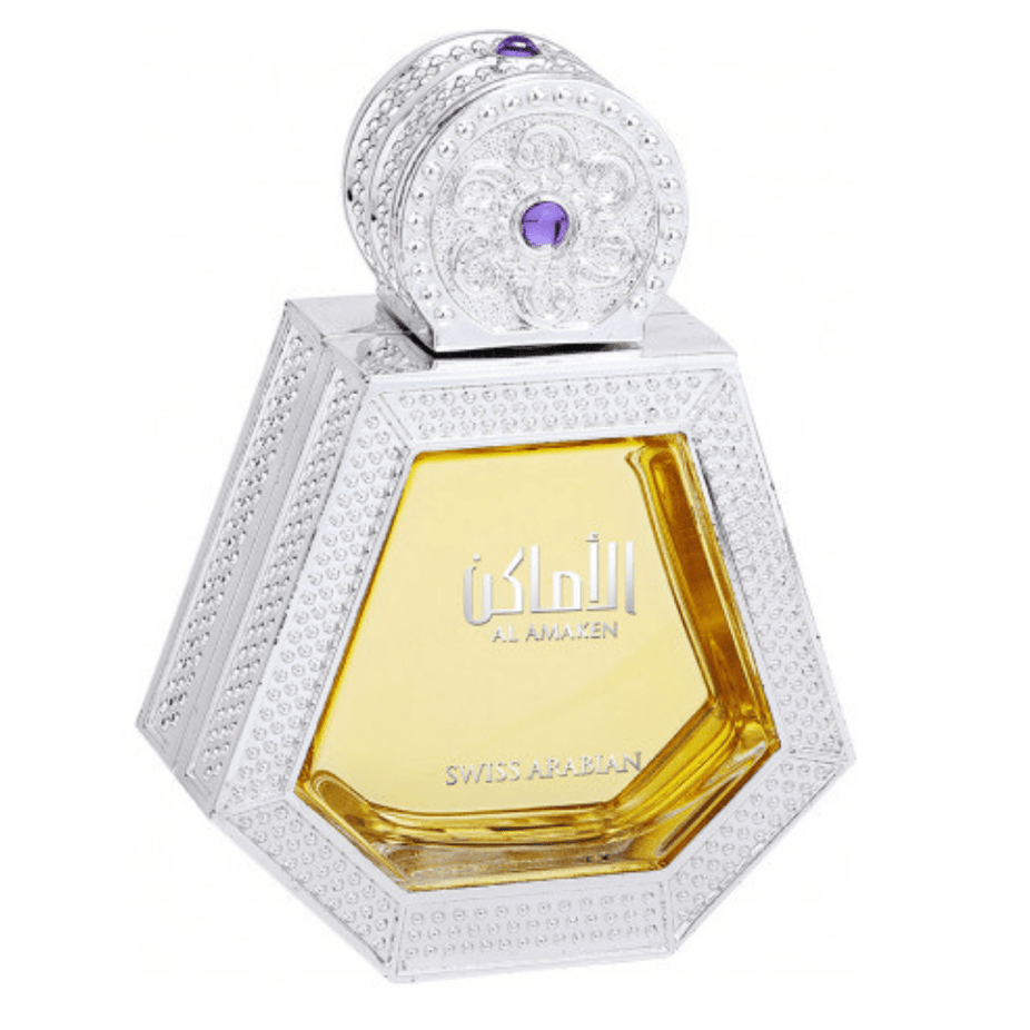 Swiss Arabian Al Amaken Eau De Parfum 50ml bottle with elegant packaging and branding, showcasing the fragrance design.