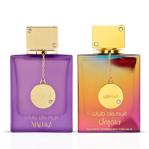Club De Nuit Maleka & Club De Nuit Untold Eau de Parfum Spray 105ml (3.6 oz) by Armaf | A Duo of Daring Elegance, From Playful to Powerful (Bundle) - Intense Oud
