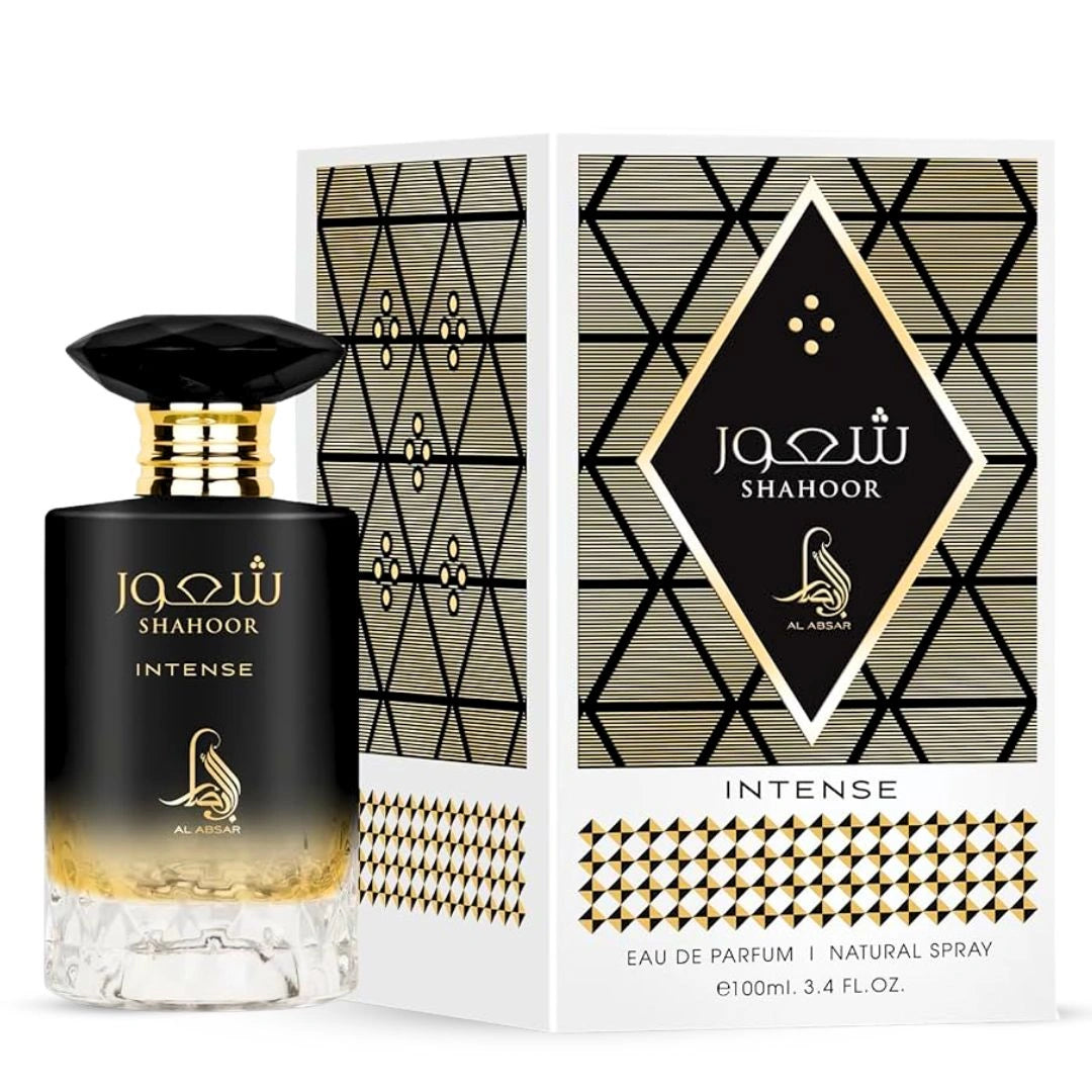 Shahoor Intense Eau de Parfum Spray 100ml (3.4 oz) by Al Absar | Bold Warmth with a Sweet Masculine Edge - Intense Oud