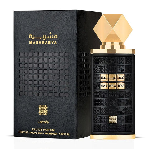 Mashrabya Eau de Parfum Spray 100ml (3.4 oz) by Lattafa | Dates, Cinnamon & Vanilla Melt Into A Golden, Sultry Trail - Intense Oud