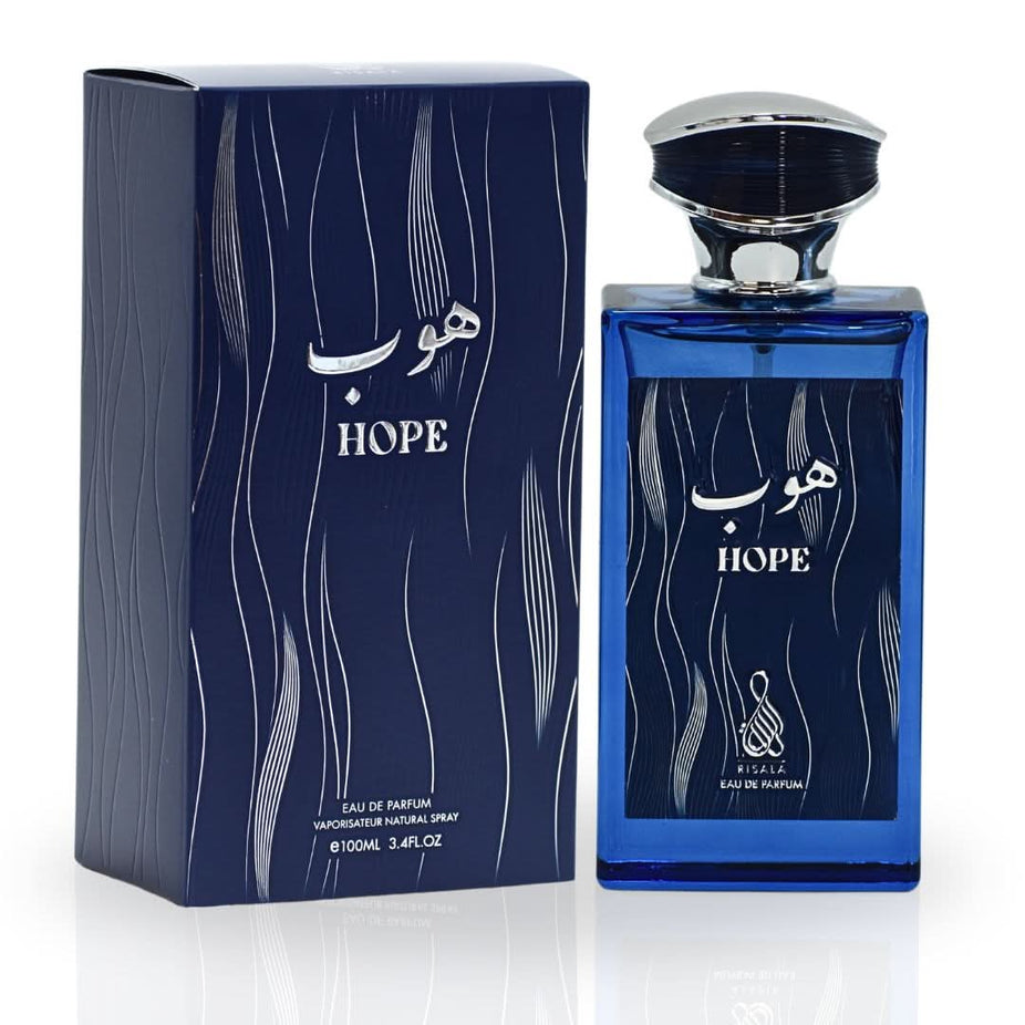 RISALA Hope EDP Spray 100ML with vibrant, refreshing fragrance, showcasing the elegant perfume bottle and spray nozzle.