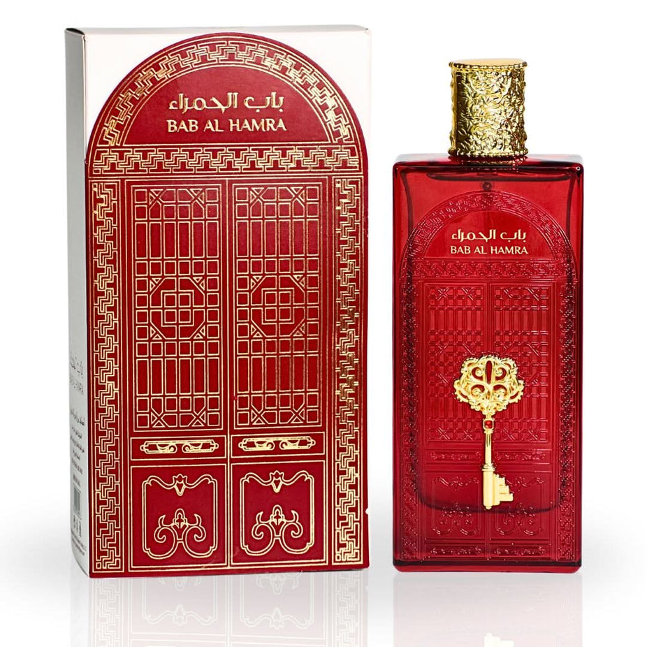 Ard Al Zaafaran Bab Al Hamra EDP perfume spray 100ML, featuring vibrant, warm floral and spicy notes in a sleek glass bottle.