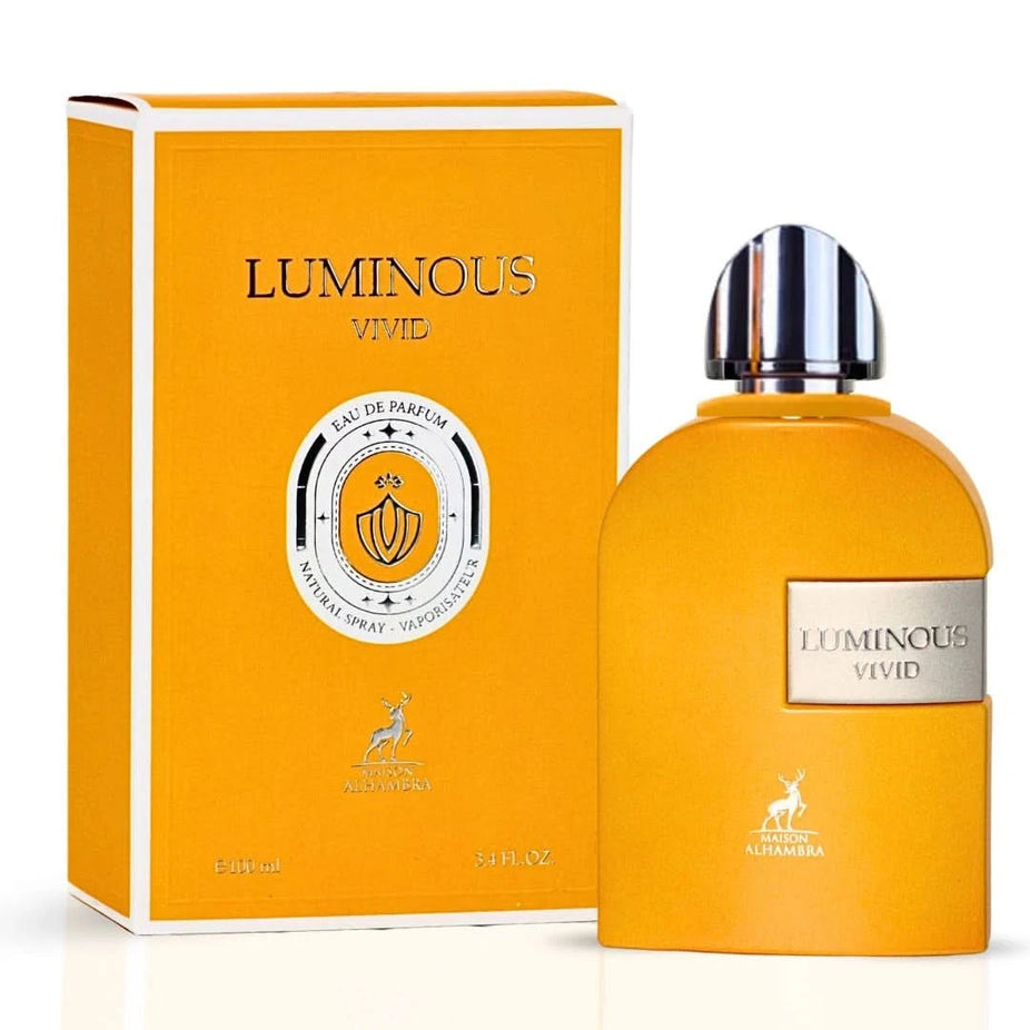 Maison Alhambra Luminous Vivid Eau de Parfum spray 100ml bottle with elegant design and clear glass packaging.