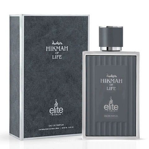 Elite Risala Hikmah Of Life Eau de Parfum spray 100ml bottle with elegant packaging and detailed fragrance label.