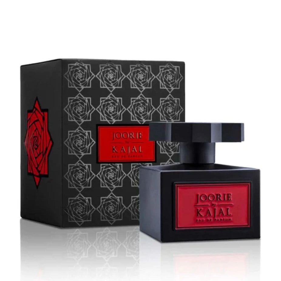 Kajal Joorie Eau de Parfum Spray 100ml, elegant perfume bottle with floral design, showcasing the Kajal EDP fragrance.