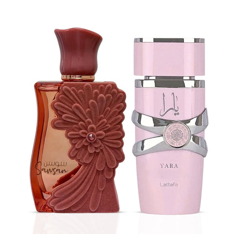 Sawsan by Ard Al Zaafaran & Yara by Lattafa Eau de Parfum Sprays 100ml (3.4 oz) (Bundle)