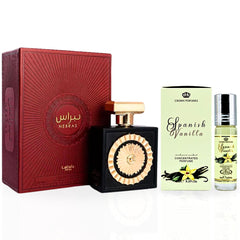 Nebras EDP Spray 100ML (3.4 OZ) By Lattafa Pride & Spanish Vanilla Perfume Oil 6ML (0.2 OZ) By Al Rehab | Soft, Sweet And Irresistibly Captivating. (BUNDLE) - Intense Oud