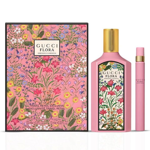 Gucci Flora Gorgeous Gardenia Travel Set (EDP Spray 3.3 Oz & EDP Spray 0.33 Oz) | Dew-Kissed Petals & Sugar-Dusted Sunshine - Intense Oud