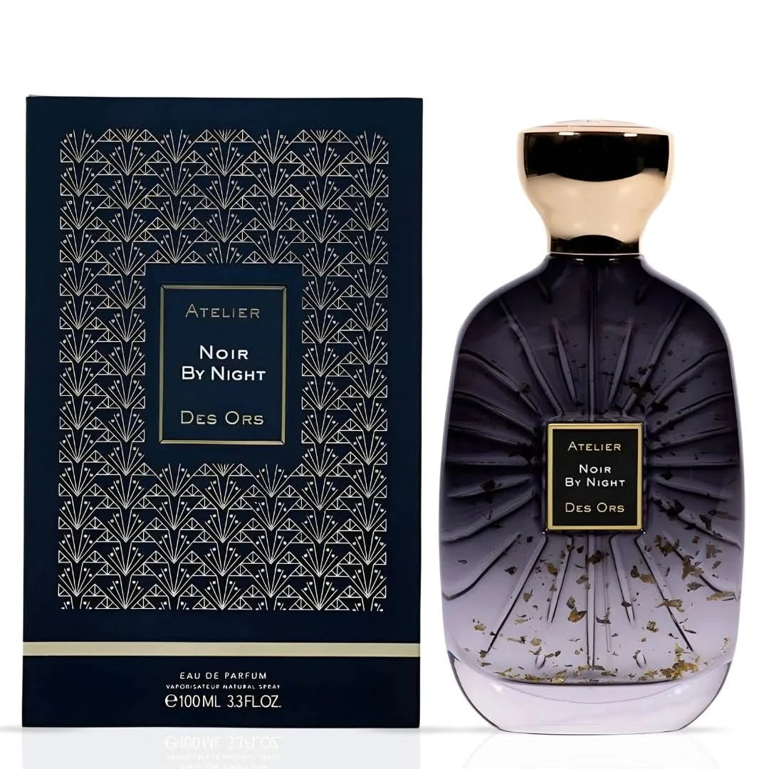 Noir by Night Eau de Parfum spray by Atelier Des Ores, 100ml bottle with elegant black design and floral fragrance details.