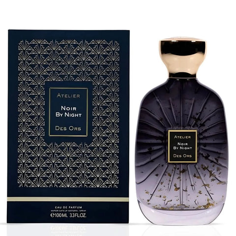 Noir by Night Eau de Parfum spray by Atelier Des Ores, 100ml bottle with elegant black design and floral fragrance details.