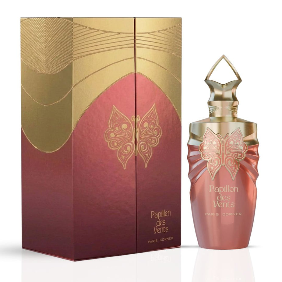 Paris Corner Papillon des Vents Eau de Parfum spray bottle, 100ml, with elegant packaging and a sleek design.