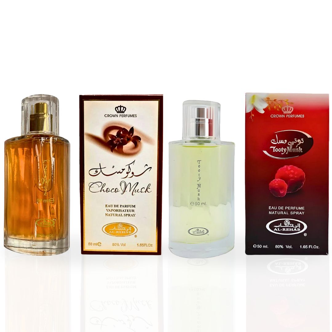 Choco Musk & Tooty Musk - EDP Sprays 50ML by Al Rehab | Indulge In Creamy Cocoa And Fruity Bliss Scents! (BUNDLE) - Intense Oud